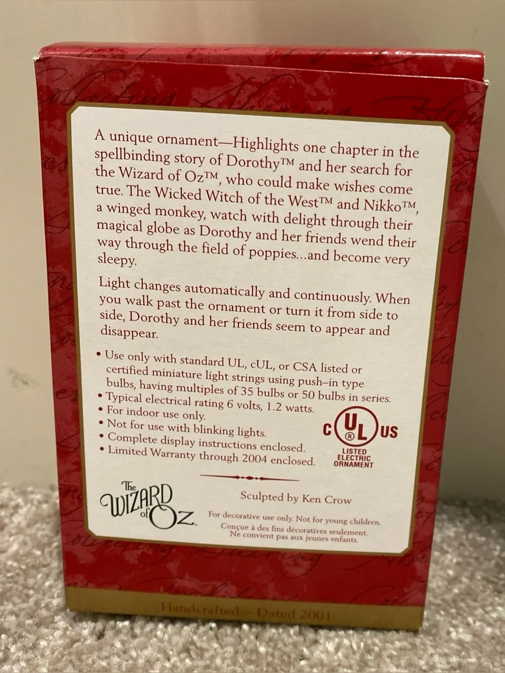Hallmark Keepsake Ornament The Wizard of Oz Poppy Field 2001 Magic New In Box